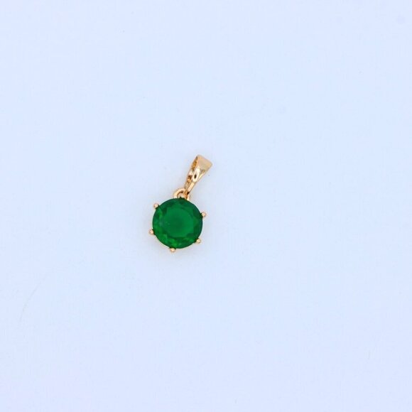 "Vibrant Green Round Pendant in Gold Plating for Elegant Everyday Wear, XPPT1675 - Picture 9 of 13